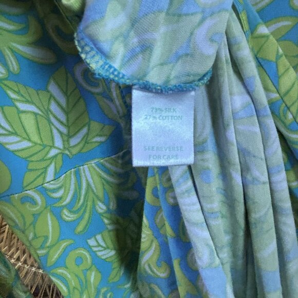 Lilly Pulitzer Floral Leaf Green and Blue Dress Size Small - Picture 3 of 5